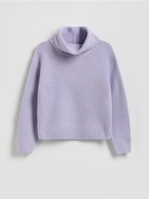 Reserved - Sweter z golfem - lawendowy