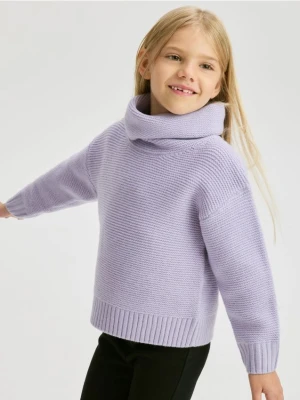 Reserved - Sweter z golfem - lawendowy