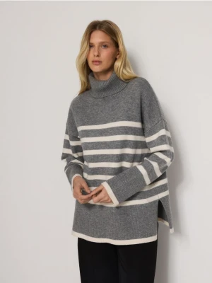 Reserved - Sweter z golfem - szary