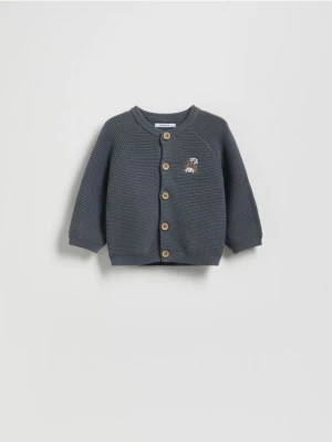 Reserved - Sweter z haftem - ciemnoszary