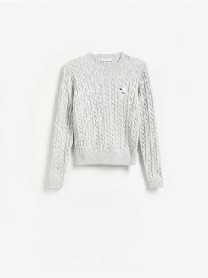 Reserved - Sweter z haftem - jasnoszary