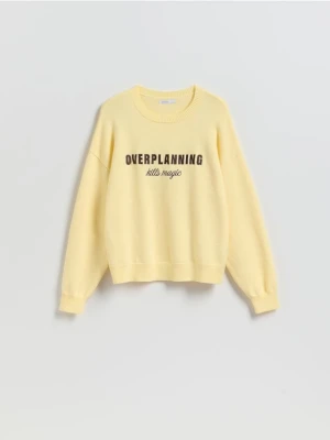 Reserved - Sweter z haftowanym napisem - jasnożółty