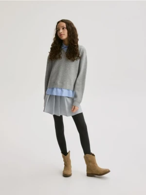 Reserved - Sweter z imitacją koszuli - jasnoszary