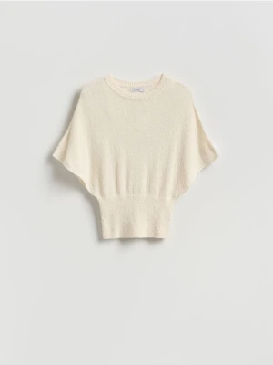 Reserved - Sweter z kimonowym rękawem - kremowy