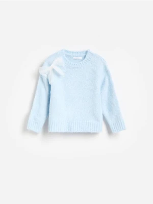 Reserved - Sweter z kokardą - jasnoniebieski
