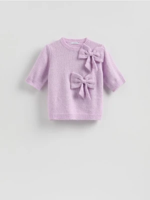 Reserved - Sweter z kokardami - fioletowy
