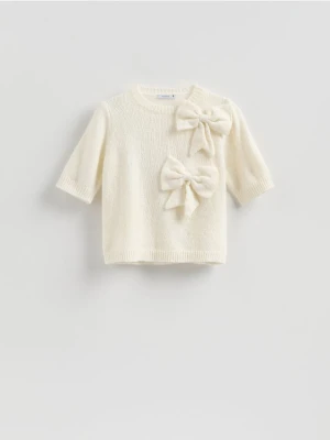 Reserved - Sweter z kokardami - kremowy