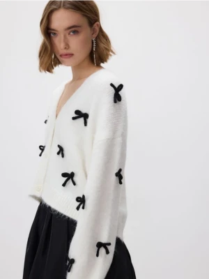 Reserved - Sweter z kokardami - kremowy