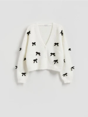 Reserved - Sweter z kokardami - kremowy