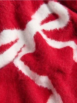 Reserved - Sweter z kokardką - czerwony