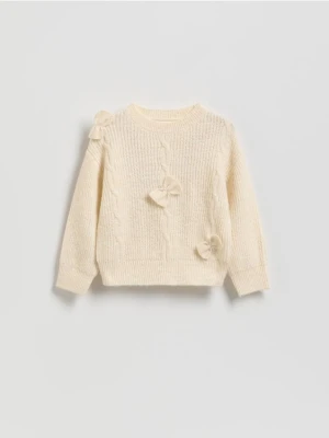 Reserved - Sweter z kokardkami - złamana biel