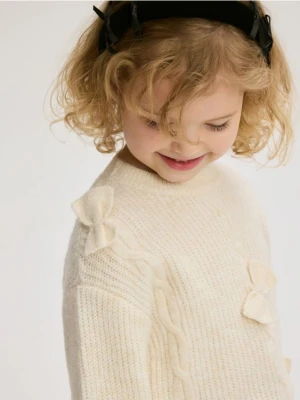 Reserved - Sweter z kokardkami - złamana biel