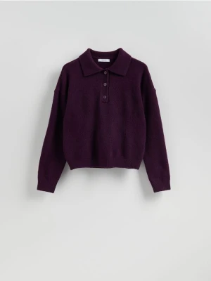 Reserved - Sweter z kołnierzykiem - ciemnofioletowy