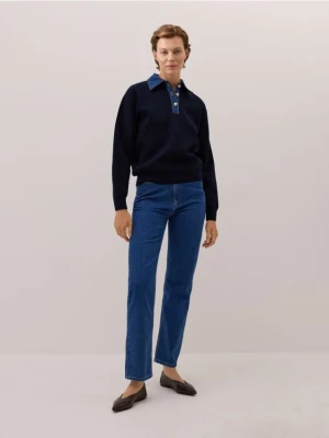 Reserved - Sweter z kołnierzykiem - granatowy