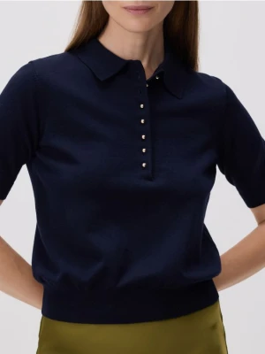 Reserved - Sweter z kołnierzykiem - granatowy