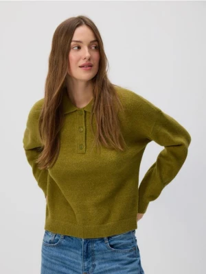 Reserved - Sweter z kołnierzykiem - oliwkowy