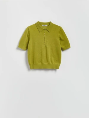 Reserved - Sweter z kołnierzykiem - oliwkowy