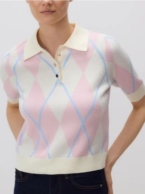 Reserved - Sweter z kołnierzykiem - pastelowy róż