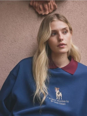 Reserved - Sweter z kołnierzykiem polo - bordowy