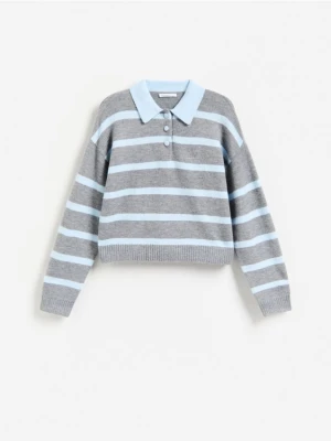 Reserved - Sweter z kołnierzykiem polo - wielobarwny