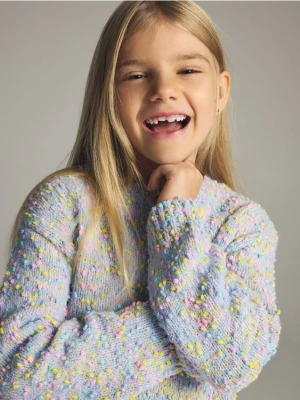 Reserved - Sweter z kolorowym wzorem - lawendowy