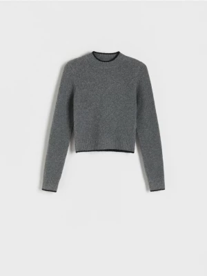 Reserved - Sweter z kontrastową wstawką - ciemnoszary