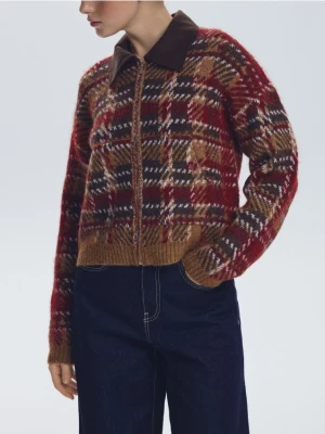 Reserved - Sweter z kontrastowym kołnierzem - wielobarwny