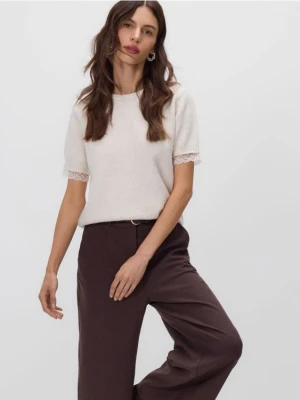 Reserved - Sweter z krótkim rękawem - beżowy