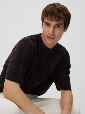 Reserved - Sweter z krótkim rękawem - ciemnobrązowy