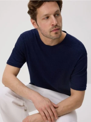 Reserved - Sweter z krótkim rękawem - granatowy