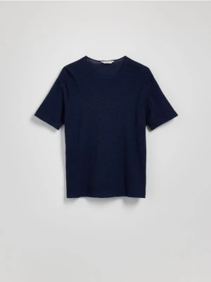 Reserved - Sweter z krótkim rękawem - granatowy