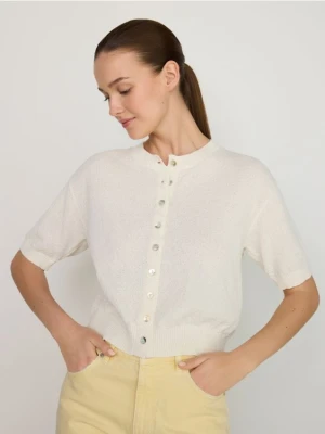 Reserved - Sweter z krótkim rękawem - kremowy