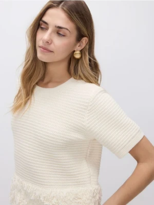 Reserved - Sweter z krótkim rękawem - kremowy