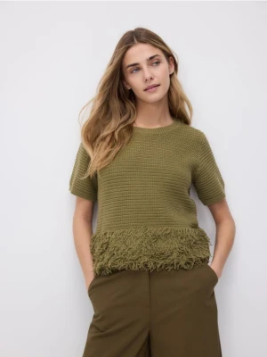 Reserved - Sweter z krótkim rękawem - oliwkowy