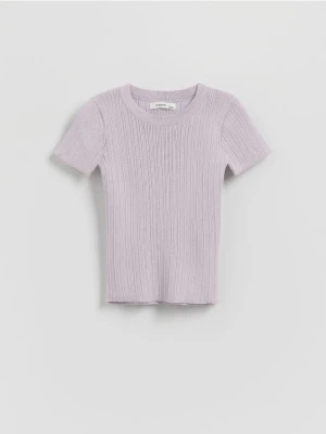 Reserved - Sweter z krótkim rękawem z wiskozą - lawendowy