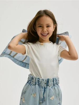 Reserved - Sweter z krótkim rękawem - złamana biel