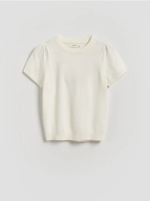 Reserved - Sweter z krótkim rękawem - złamana biel