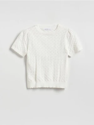 Reserved - Sweter z krótkim rękawem - złamana biel