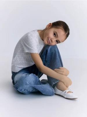 Reserved - Sweter z krótkim rękawem - złamana biel