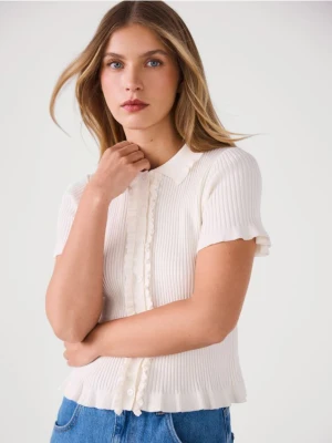 Reserved - Sweter z krótkim rękawem - złamana biel