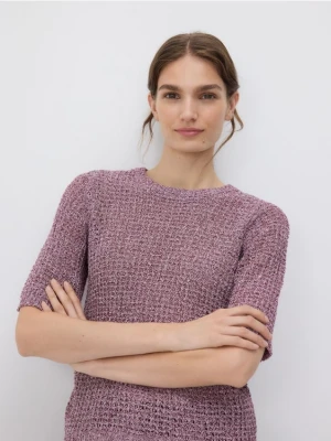 Reserved - Sweter z krótkimi rękawami - ciemnofioletowy