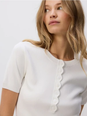 Reserved - Sweter z krótkimi rękawami - kremowy