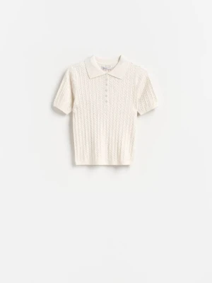 Reserved - Sweter z krótkimi rękawami - kremowy