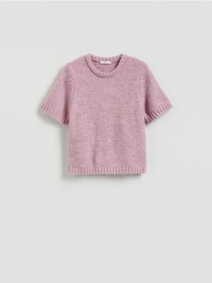 Reserved - Sweter z krótkimi rękawami - różowy