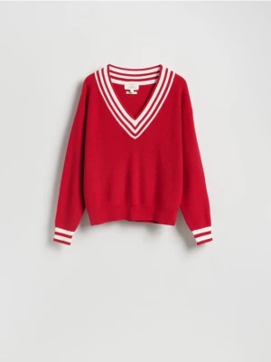 Reserved - Sweter z lnem - czerwony