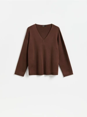Reserved - Sweter z lyocellem - ciemnobrązowy