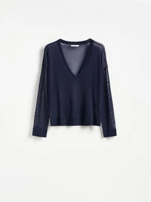 Reserved - Sweter z lyocellu - granatowy