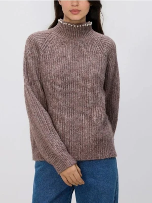 Reserved - Sweter z metalizowaną nicią - jasnofioletowy