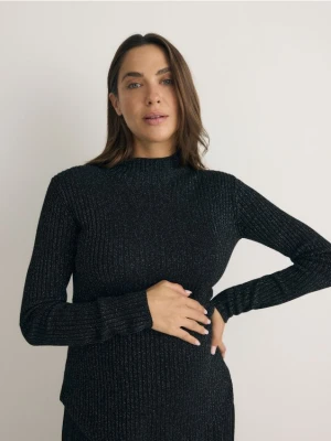 Reserved - Sweter z metalizowaną nitką - czarny