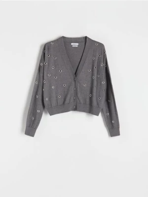Reserved - Sweter z metalowymi okuciami - ciemnoszary